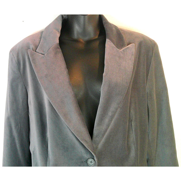 New York & Company Gray Velvet Blazer Jacket Women's 18 NEW - Picture 2 of 6